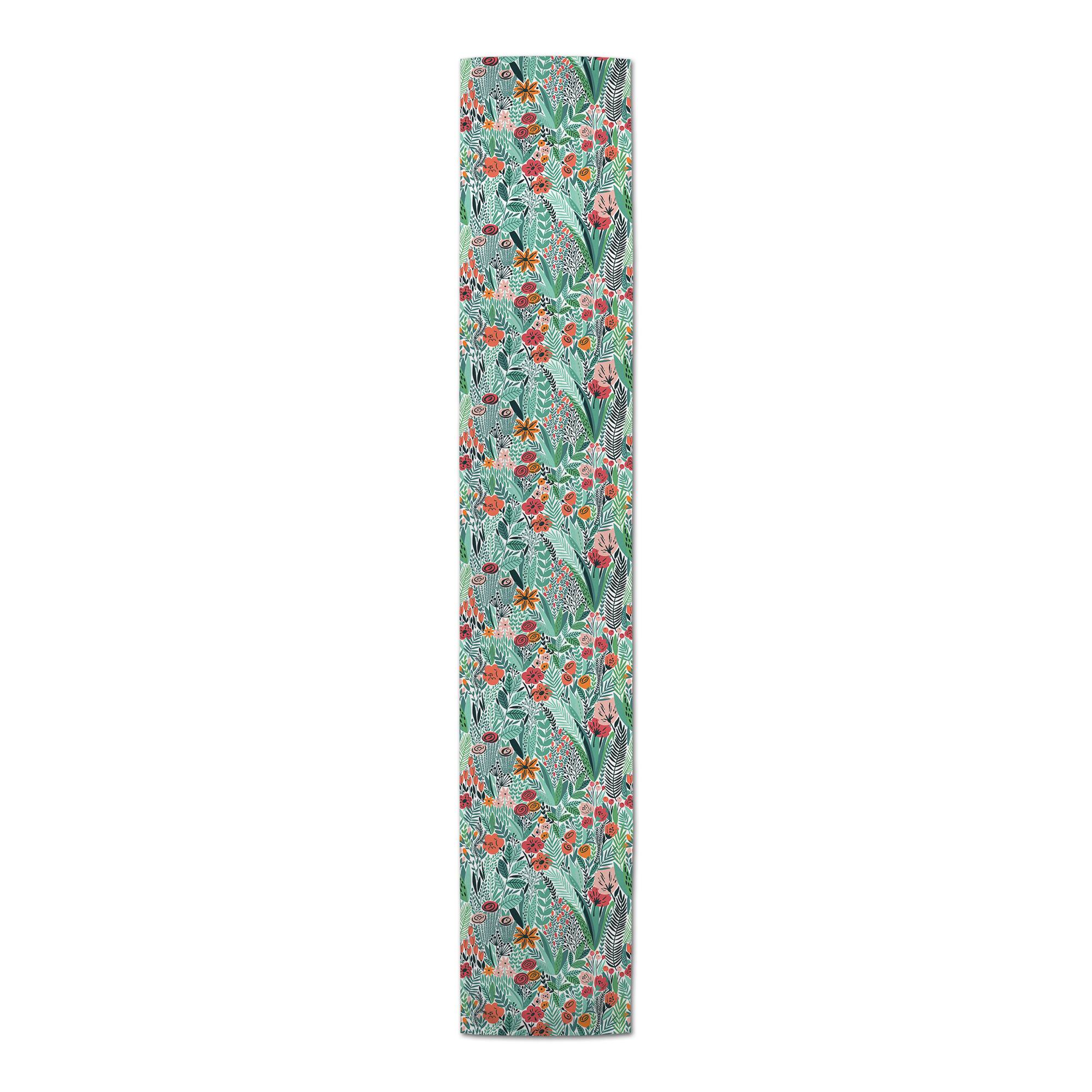 72'' Lush Floral Pattern Cotton Twill Table Runner